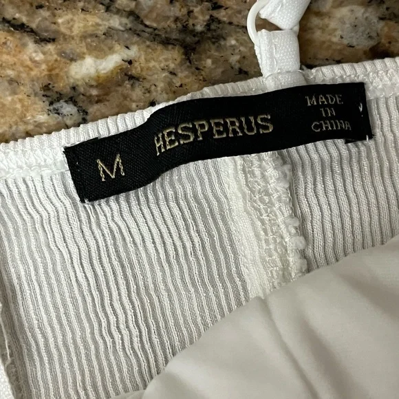 HESPERUS ivory Ribbed Corset Strappy Crop Top Party Night Out Beach Summer M - Picture 6 of 7